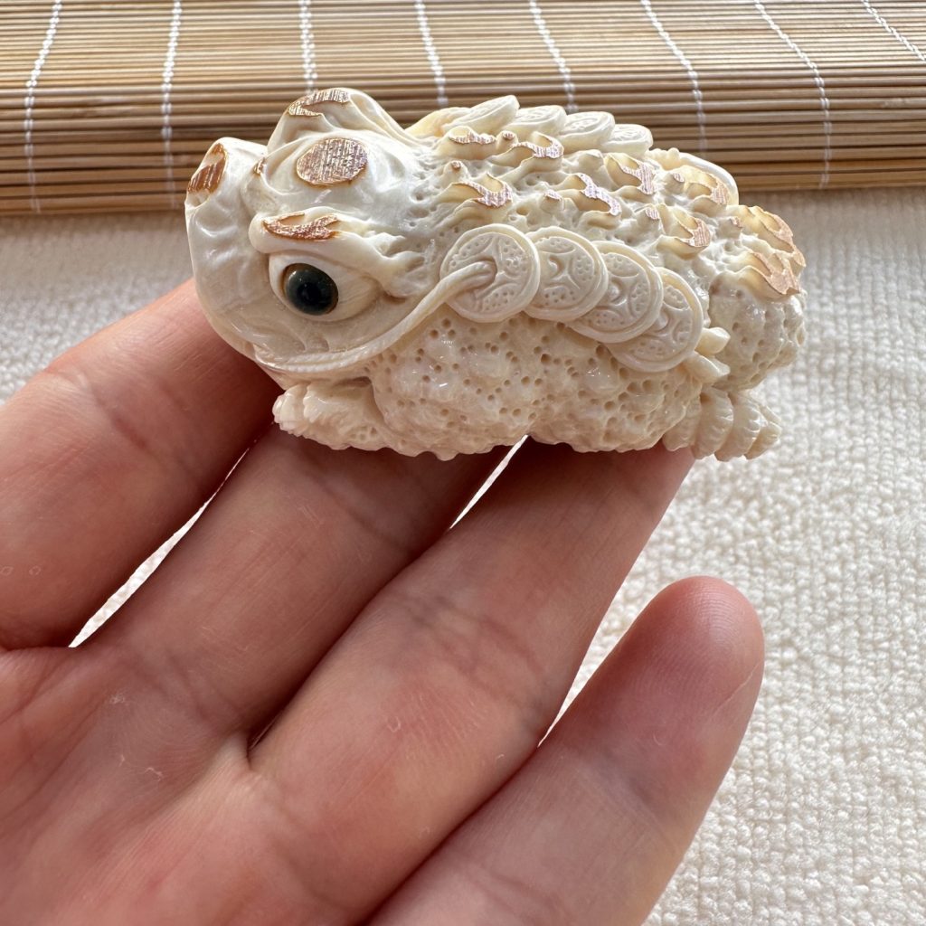 猛犸象牙手把件金蟾招财进宝的珍藏佳品