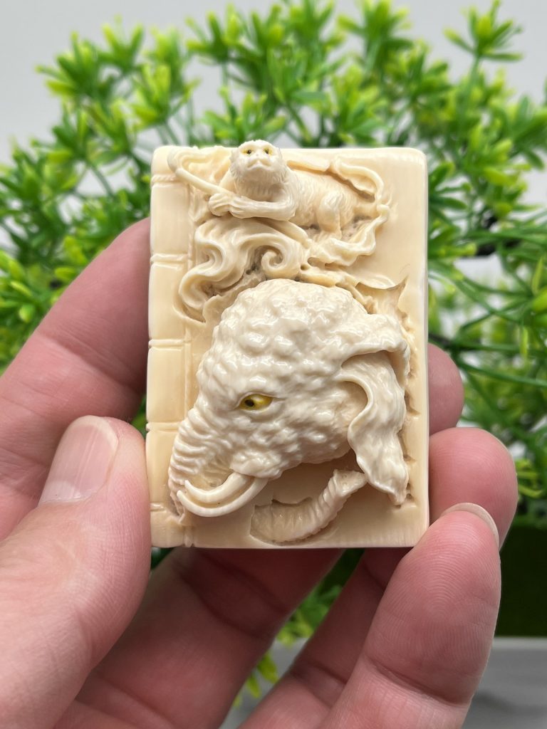 猛犸象牙牌子-封侯拜相挂件