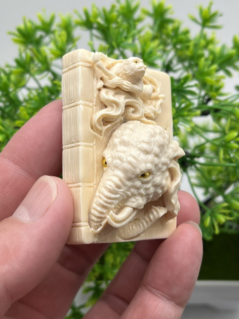 猛犸象牙牌子-封侯拜相挂件