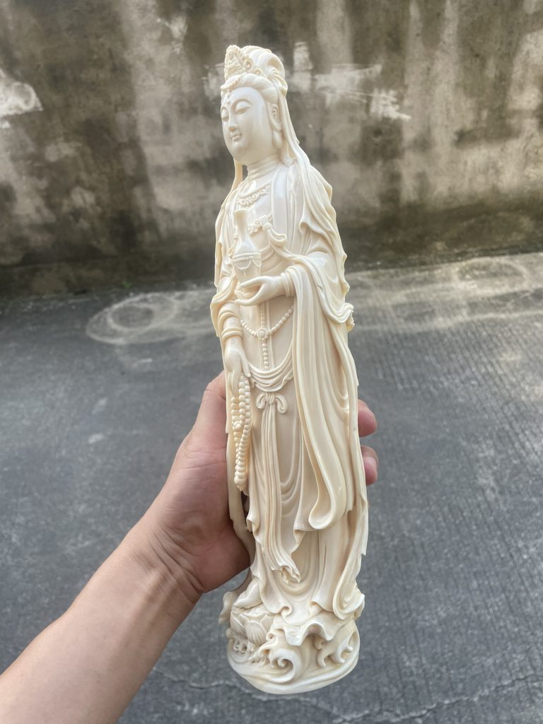 猛犸象牙摆件净瓶观音立体精雕供奉精品