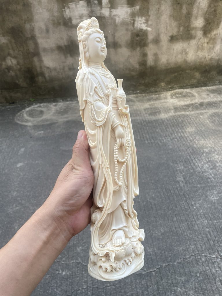 猛犸象牙摆件净瓶观音立体精雕供奉精品