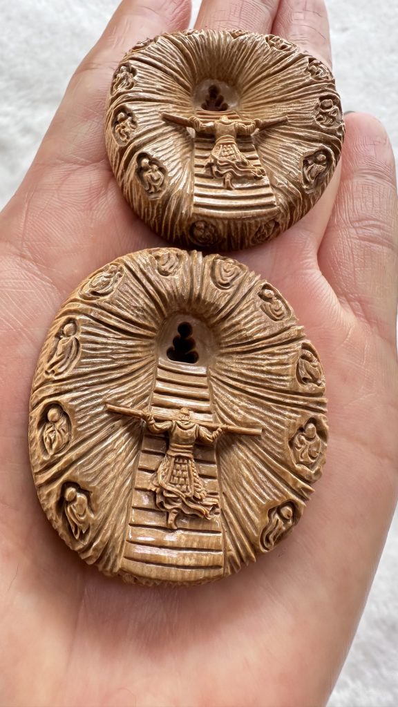 猛犸象牙一心向佛圆牌挂件