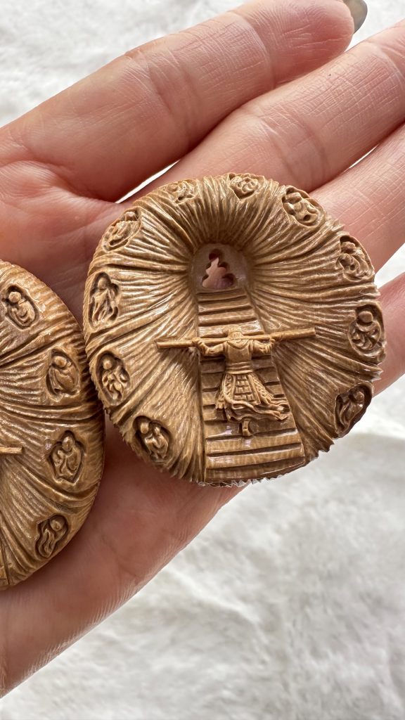 猛犸象牙一心向佛圆牌挂件