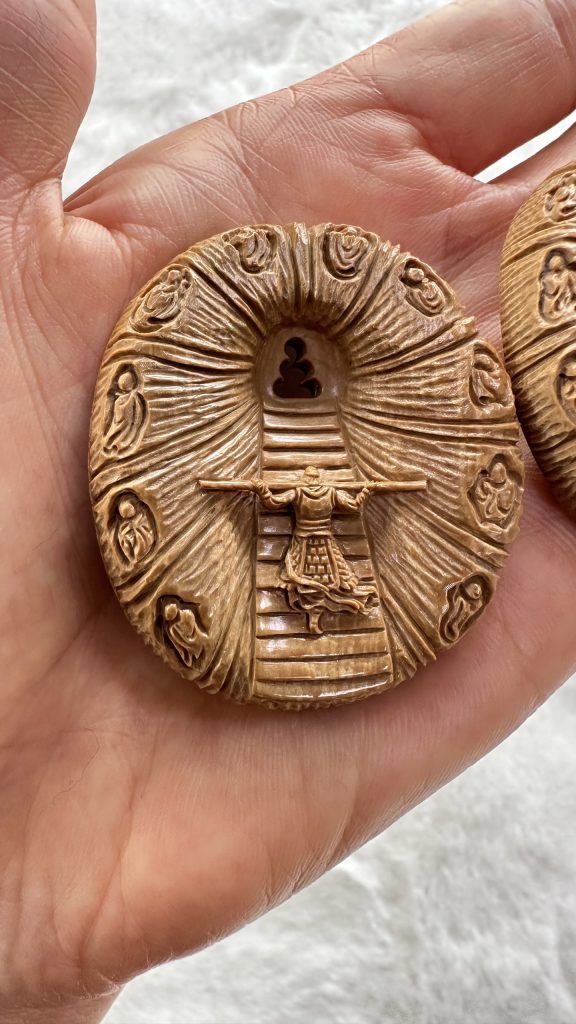 猛犸象牙一心向佛圆牌挂件