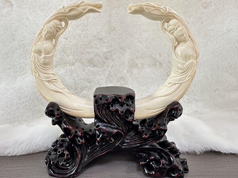 嫦娥奔月猛犸象牙摆件-优质冰料手工雕刻收藏级艺术摆设