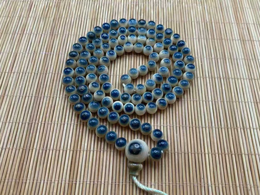猛犸象牙蓝眼睛手串：天然蓝皮顶级珠子，收藏级文玩新宠