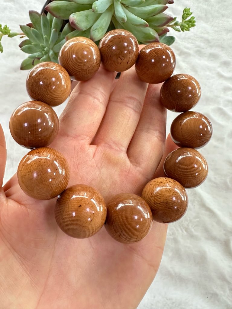 猛犸象牙咖啡手串20mm|12颗天然猪肝红咖啡料