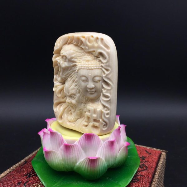 金亮大师佛魔三界猛犸象牙雕刻牌子挂件 - 图片 2