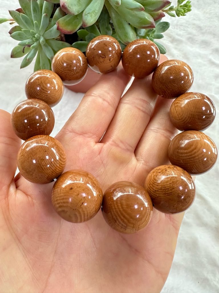 猛犸象牙咖啡手串20mm｜12颗天然猪肝红咖啡料